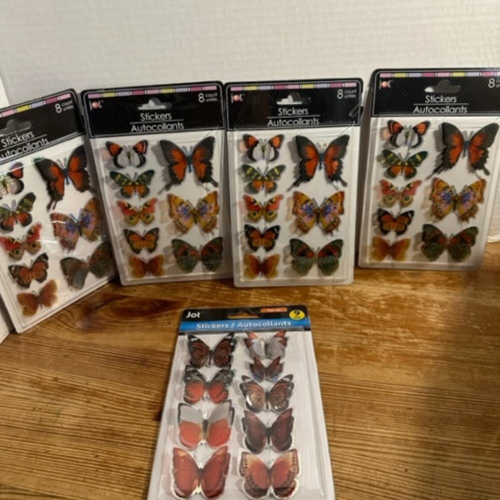 5 Packs dimensional butterfly stickers.  Great for decorating presents, parties